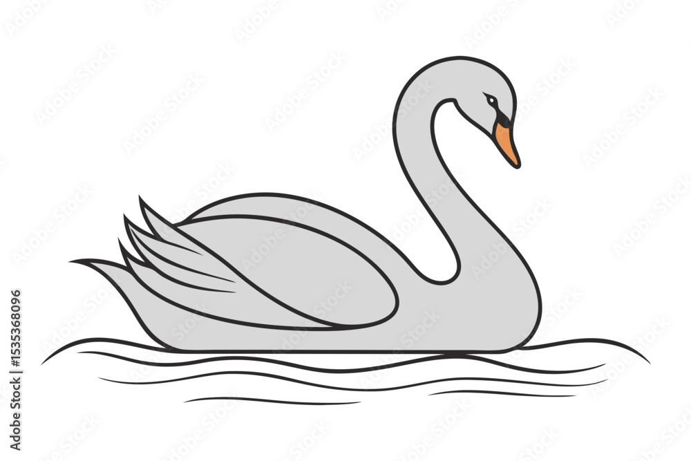 Swan Floating On Water Drawing Swan Floating On Water Drawing