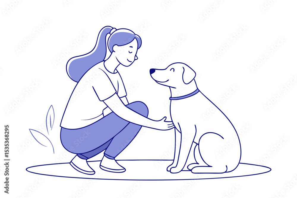Obraz premium Dog Hug Loving Moment Line Art