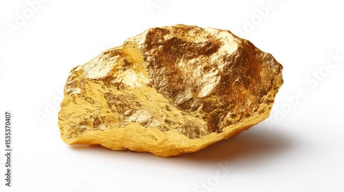 Shimmering gold nugget displayed on a smooth surface. This stunning image captures the natural beauty and uniqueness of gold. Ideal for educational, financial, or artistic projects. AI