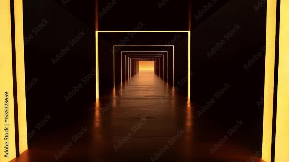 A long, narrow hallway with a bright light at the end. A long, narrow hallway with a bright light at the end.