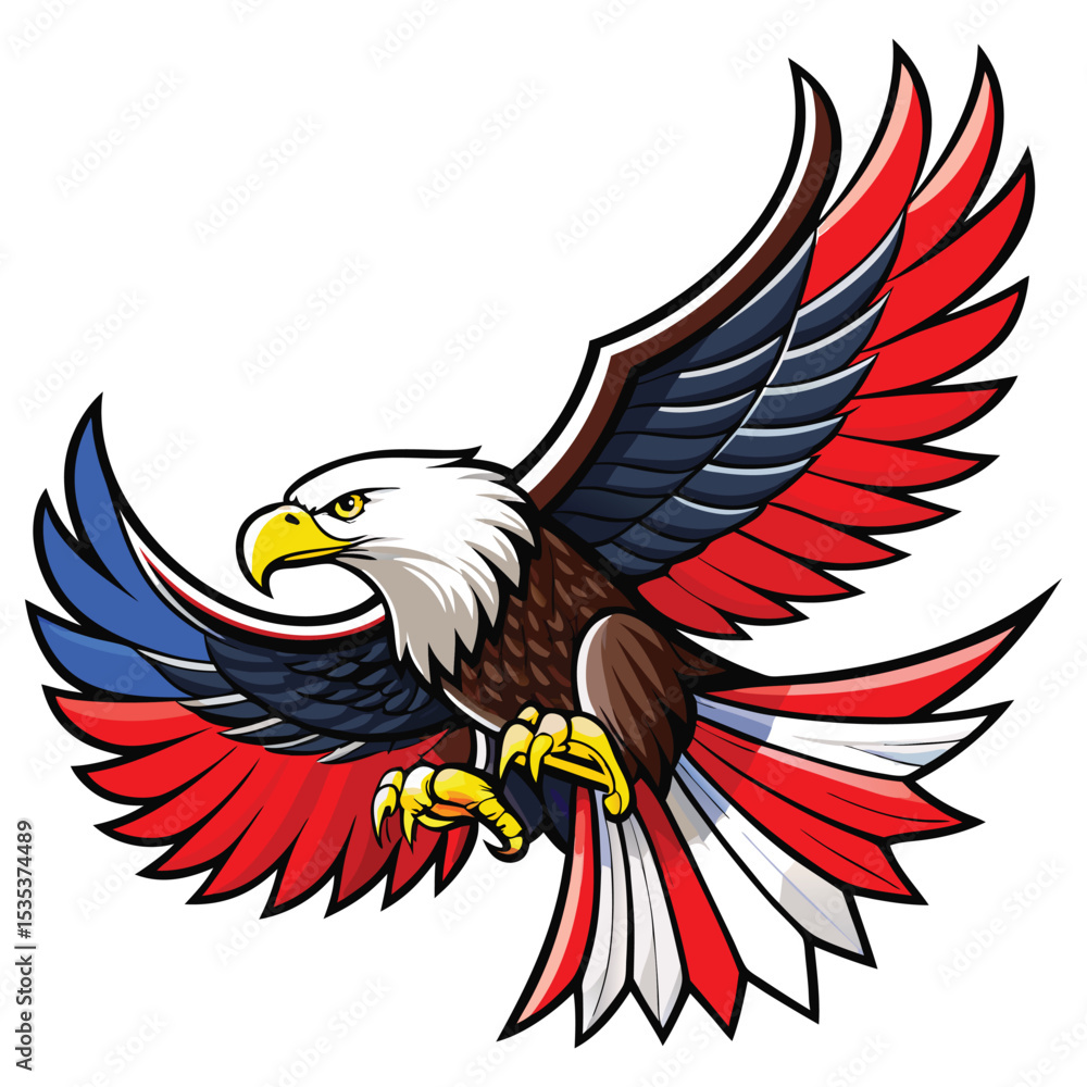 Fototapeta premium Patriotic american eagle illustration design for independence day celebration and memorial day events