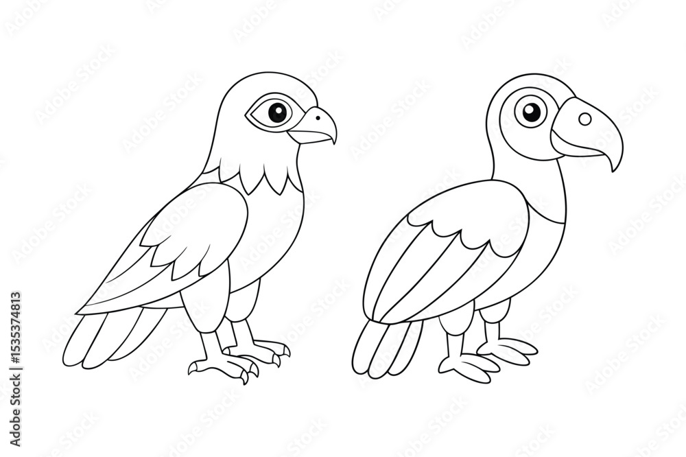 Obraz premium Birds coloring book bundle, Birds outline, Birds line art vector illustration