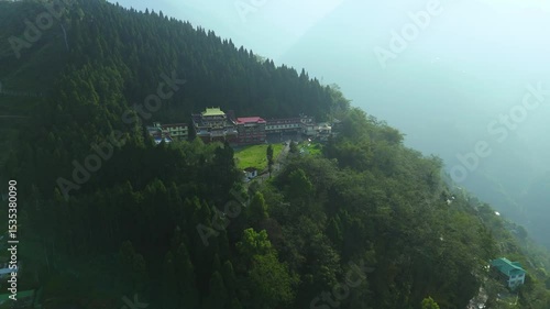 Wallpaper Mural Drone footage revealing scenic hilltop monasteries overlooking valleys. Torontodigital.ca