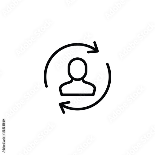 A simple icon showing a person within a circular flow of arrows, signifying continuous development or improvement.