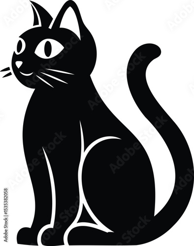 Wallpaper Mural Simple sitting cat silhouette – minimalist vector icon of a domestic pet in seated position Torontodigital.ca