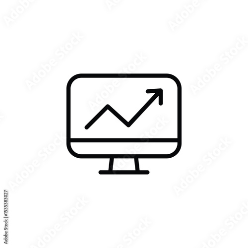 Line graph showing growth on computer screen