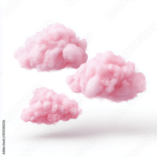 Delicate Pink Cotton Candy Clouds , white background cut out PNG