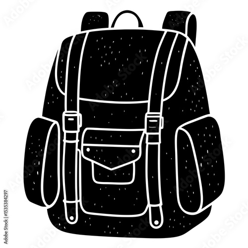 Backpack Vector Illustration | Generative AI & Linocut Silhouette Design
