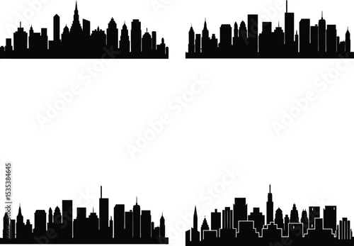 City Silhouette Skyline Urban Landscape Vector
