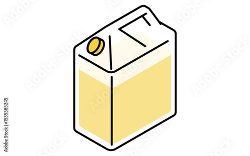 エンジンオイル（プラスチック容器）、シンプルでかわいいアイソメトリックの線画アイコン