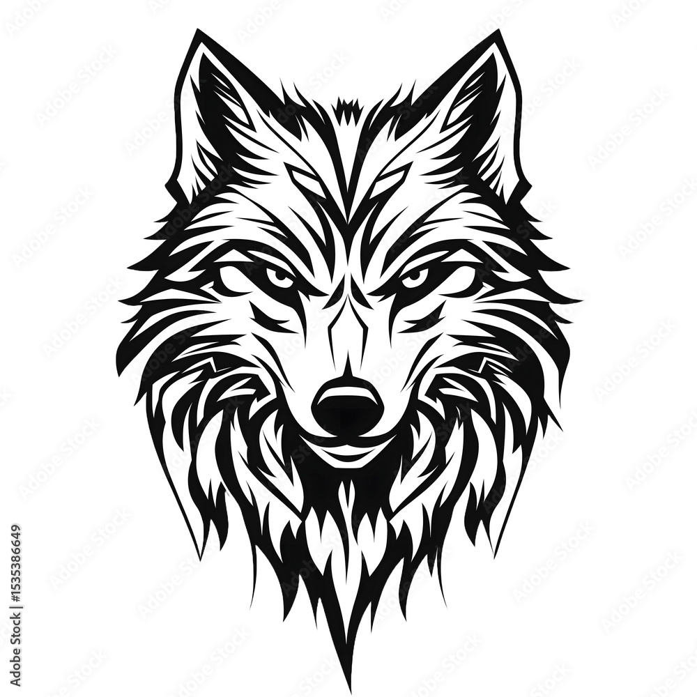 Fototapeta premium Minimalist wolf head tattoo design