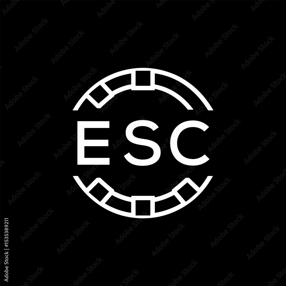 Obraz premium ESC Modern Tech Logo, Design – ESC Later Logo, Futuristic Blue and White Circular Emblem on Black Background. 