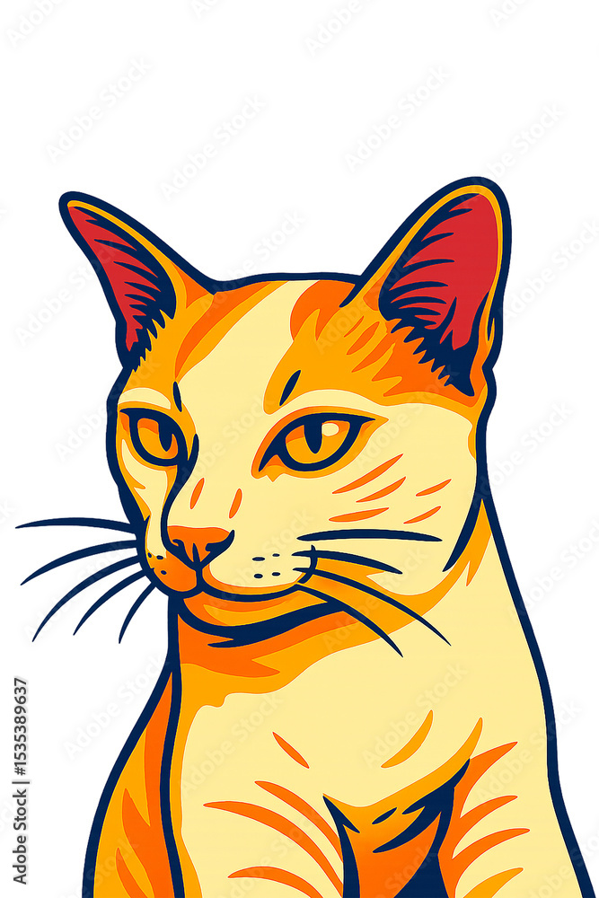 Obraz premium Vibrant Cartoon Cat Portrait