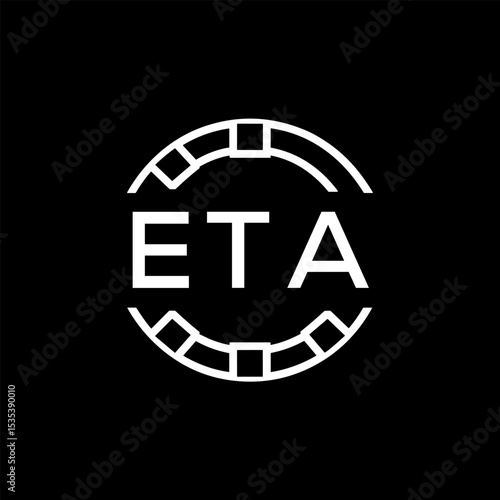 ETA Modern Tech Logo, Design – ETA Later Logo,  Futuristic Blue and White Circular Emblem on Black Background.
