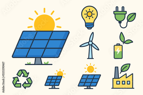 Renewable Energy Icons  Clean Energy Symbols for Sustainable Projects