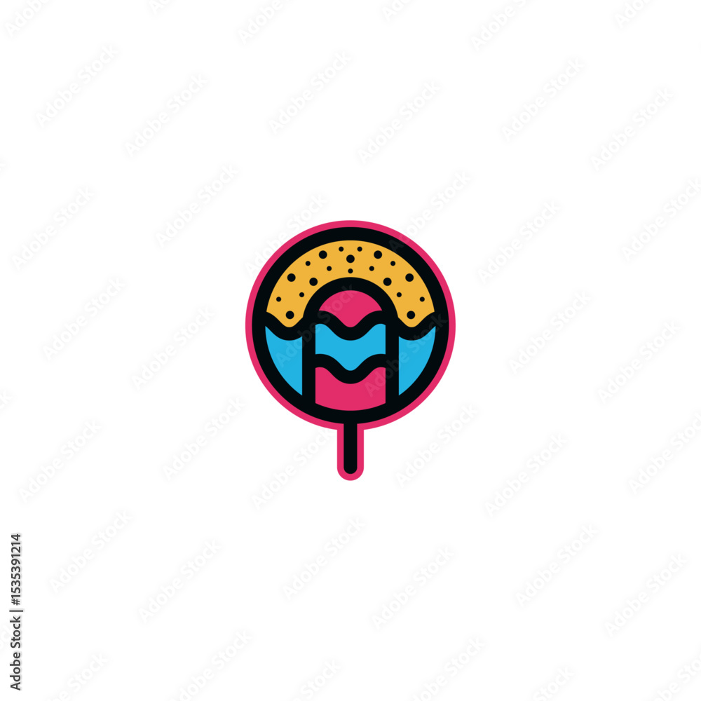 Obraz premium Donut and chocolate ice cream logo design.