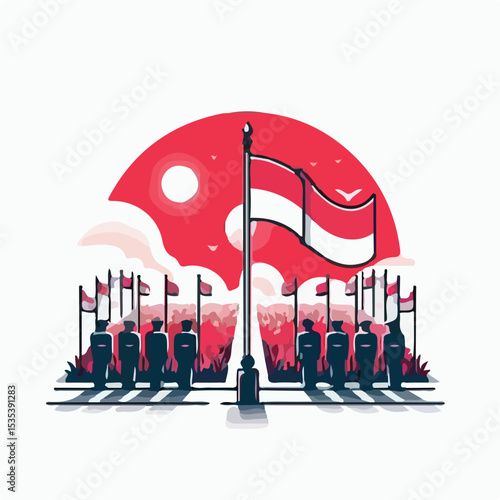 image of a ceremonial field with a simple and minimalist flat design using a white background