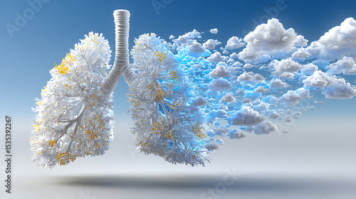 Breathing life lungs as trees nature's art digital illustration surreal environment wide angle health concept