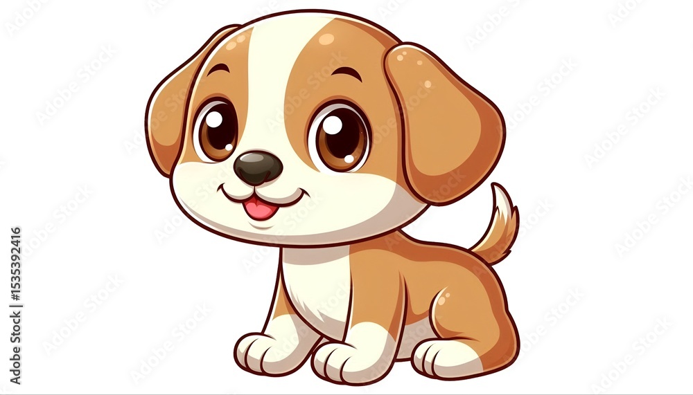 Obraz premium Cartoon image of a cute puppy, white background 