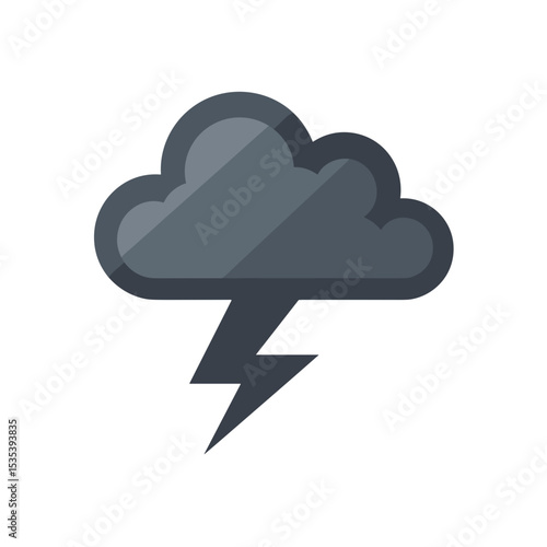 Thundercloud with lightning bolt, meteorological forecast symbol, for weather blogs
