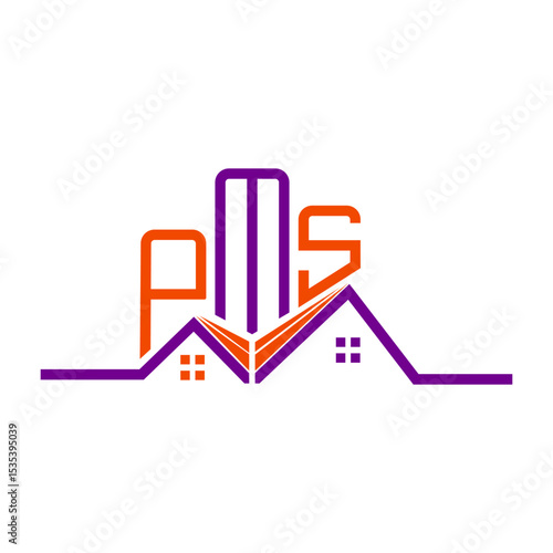PMS Real State logo design, PMS simple and modern logo. PMS luxurious alphabet design