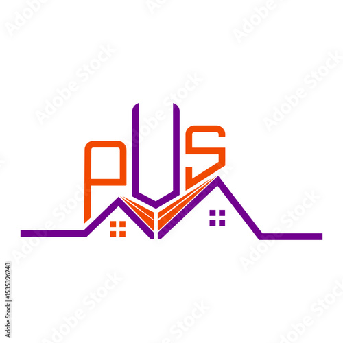 PUS Real State logo design, PUS simple and modern logo. PUS luxurious alphabet design