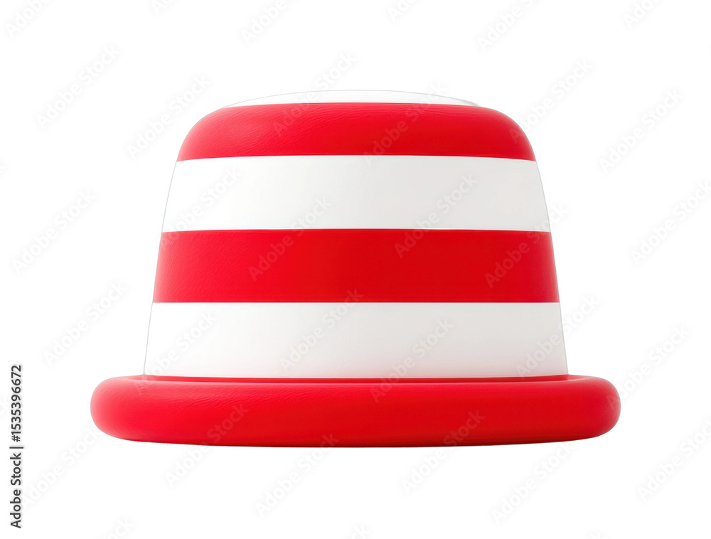 Fototapeta premium Red and white striped hat with curved brim