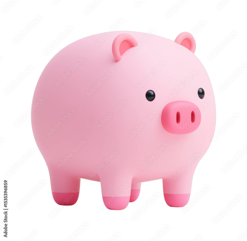 Fototapeta premium Cute pink piggy figurine with rounded features and minimalist design