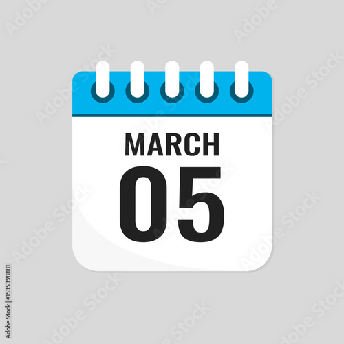 Icon page calendar day - 5 March
