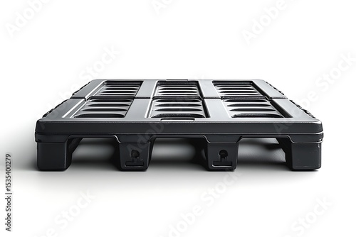 Black industrial pallet on white surface high resolution picture