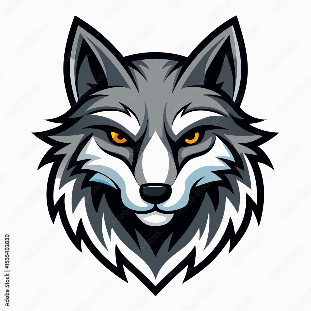 An angry wolf head logo, rendered in vector. An angry wolf head logo, rendered in vector.