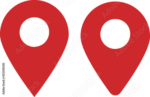 イラスト素材：マップのピン　ベクター　赤　red pin point. pin location icons.