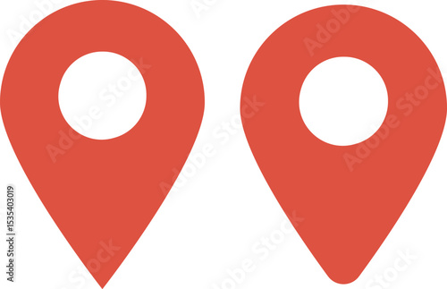 イラスト素材：マップのピン　ベクター　赤　red pin point. pin location icons.