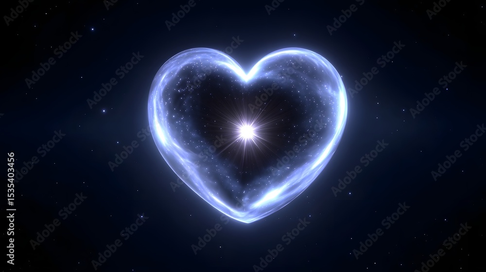 Glowing heart of cosmic light floating in space Glowing heart of cosmic light floating in space
