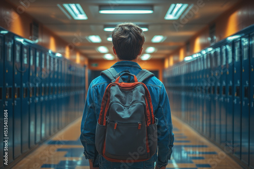 Student opening locker in hallway.