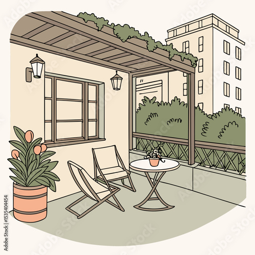 Cozy Outdoor Terrace Space for Relaxation and Dining


