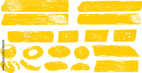 Organic-shaped brush strokes with grungy, abstract textures.
Eco-friendly green watercolor stains and blobs, featuring hand-painted lines, circles, squares, and rectangles.