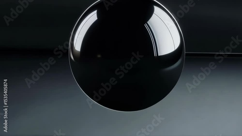 A shiny black sphere with a reflective surface.