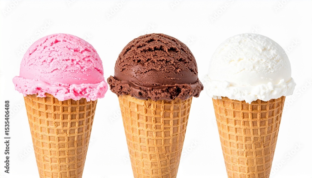 Ice cream cones isolated on white background Ice cream cones isolated on white background