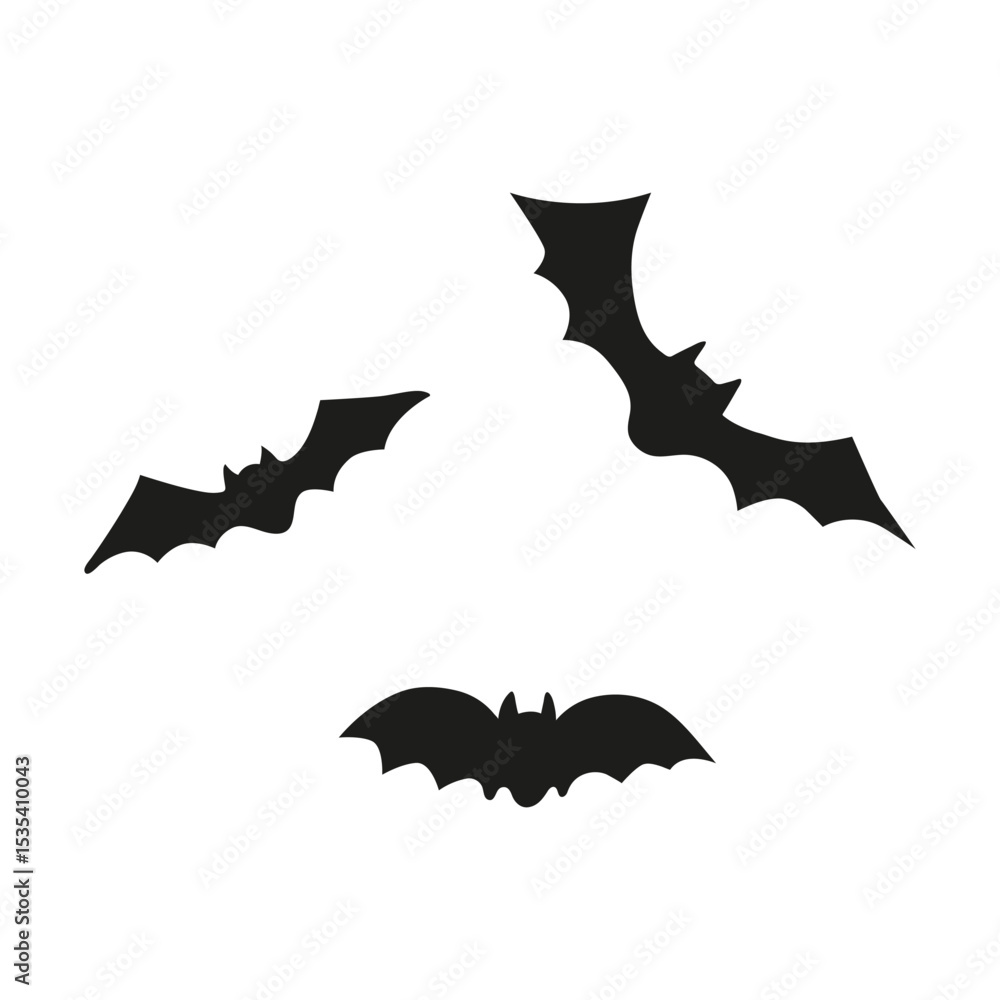 Fototapeta premium Bats black silhouettes on white background