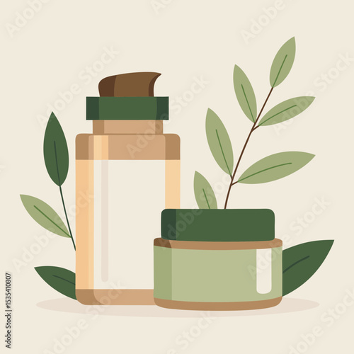 Vector art illustration of skin care or cosmetic products