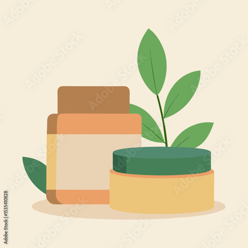 Vector art illustration of skin care or cosmetic products