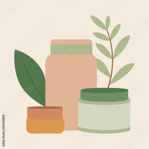 Vector art illustration of skin care or cosmetic products