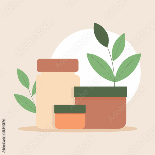 Vector art illustration of skin care or cosmetic products