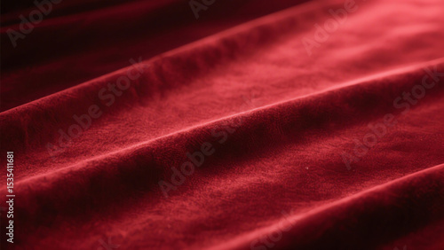 Red velvet fabric with soft folds and rich texture