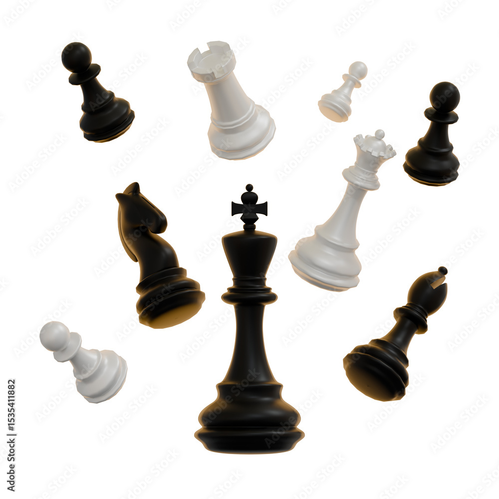 3D Illustration of Chess Pieces 3D Illustration of Chess Pieces