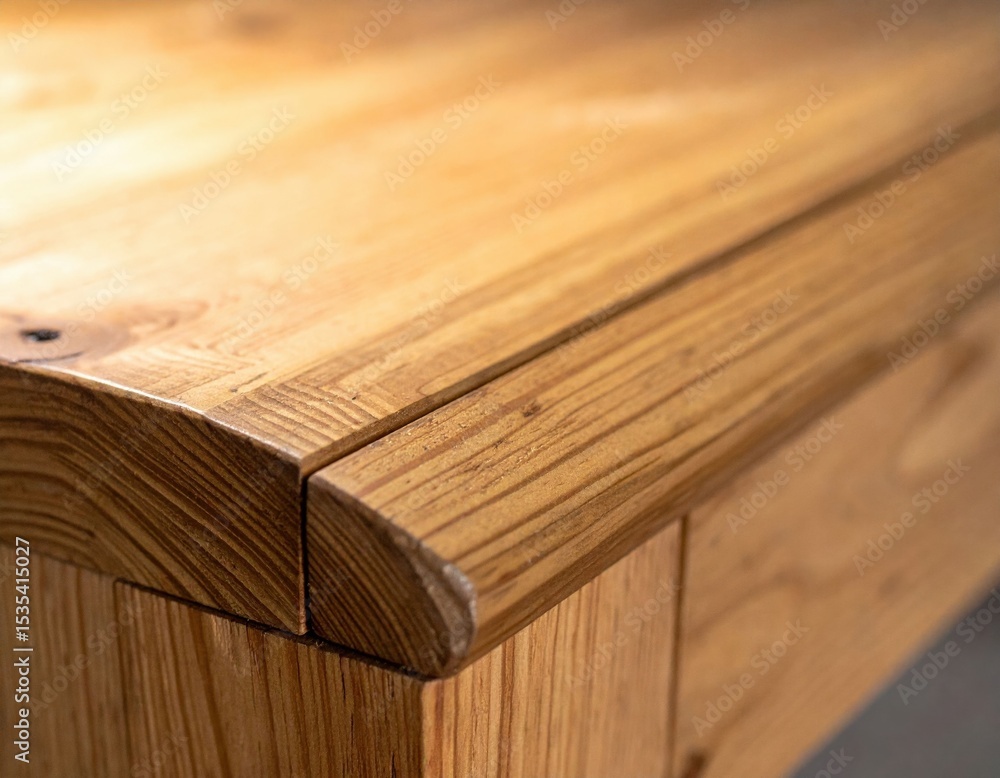 Closeup Of Light Wooden Table Edge Closeup Of Light Wooden Table Edge