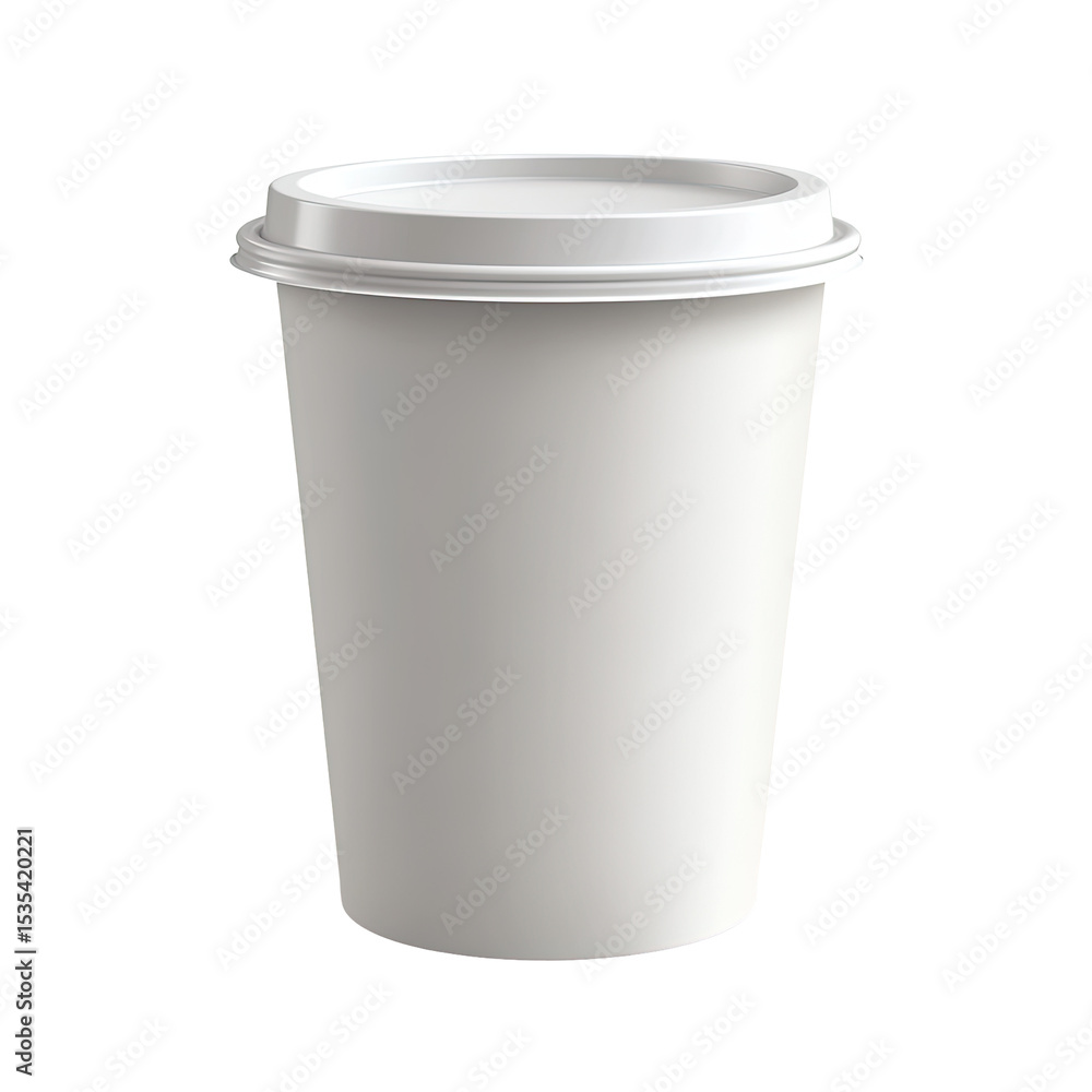 A plain white disposable coffee cup with a lid A plain white disposable coffee cup with a lid