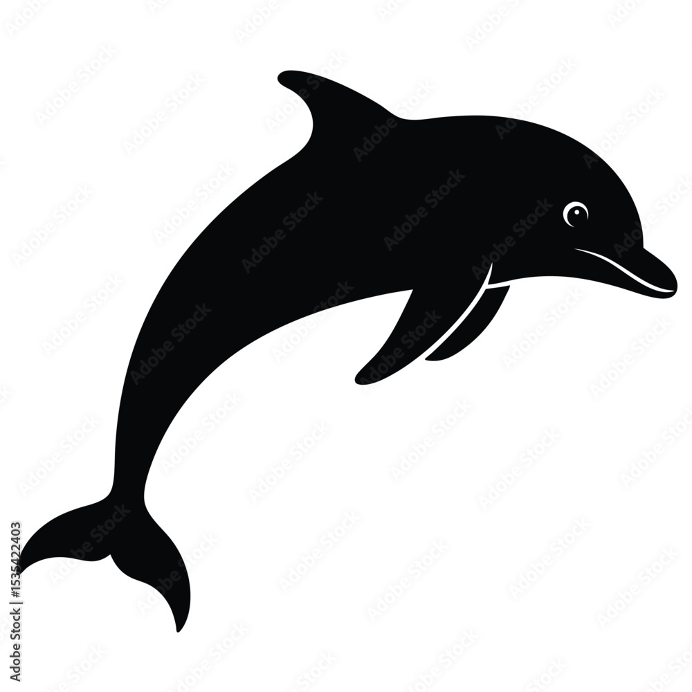 custom made wallpaper toronto digitalElegant black and white silhouette of a playful swimming dolphin on a clean white background