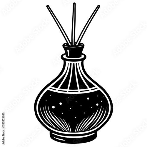 Discover elegant home fragrance with this reed diffuser vector graphic for aromatherapy design